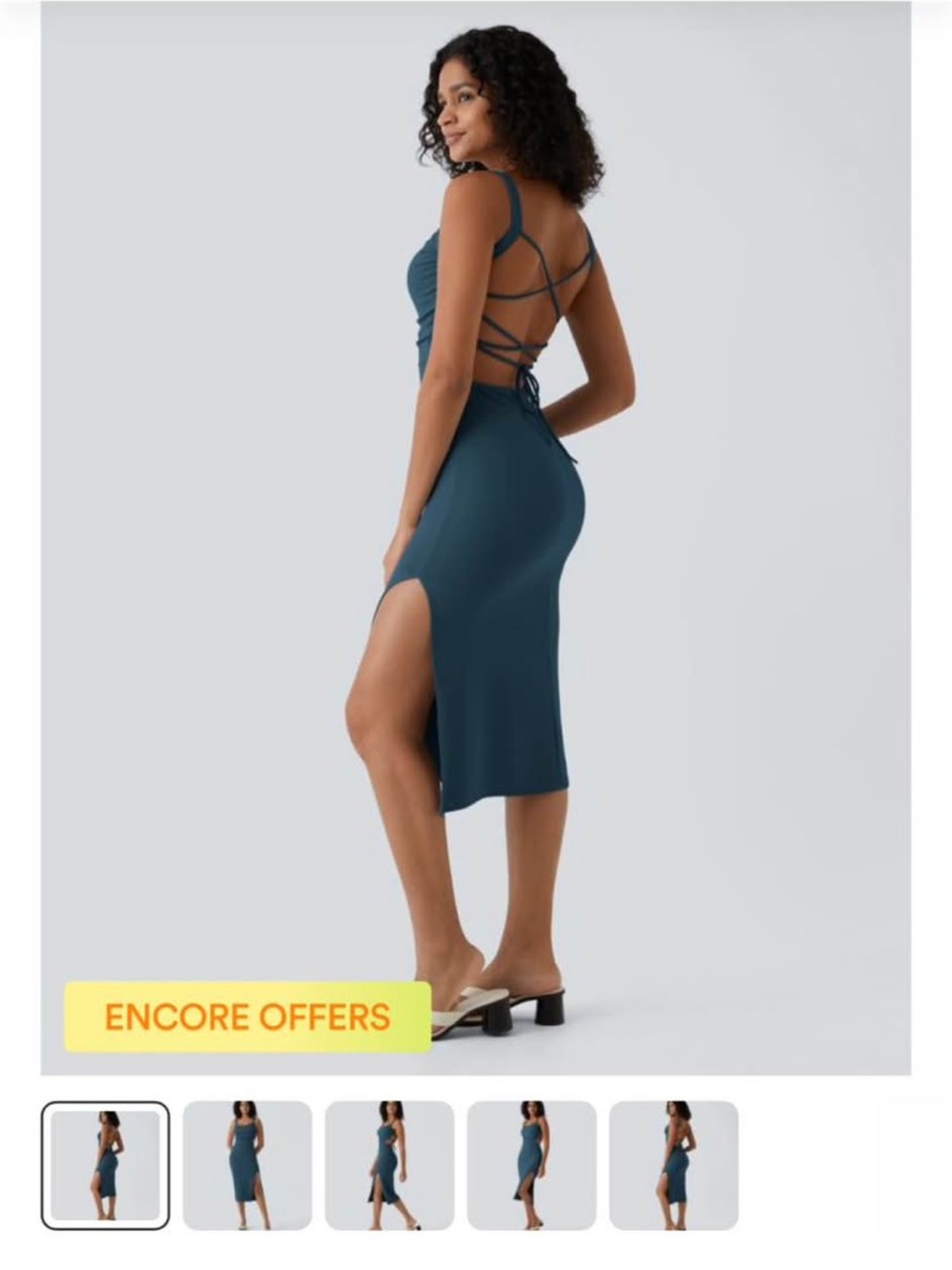 Majolica Blue Midi Dress with Side Slit - Picture 2 of 2